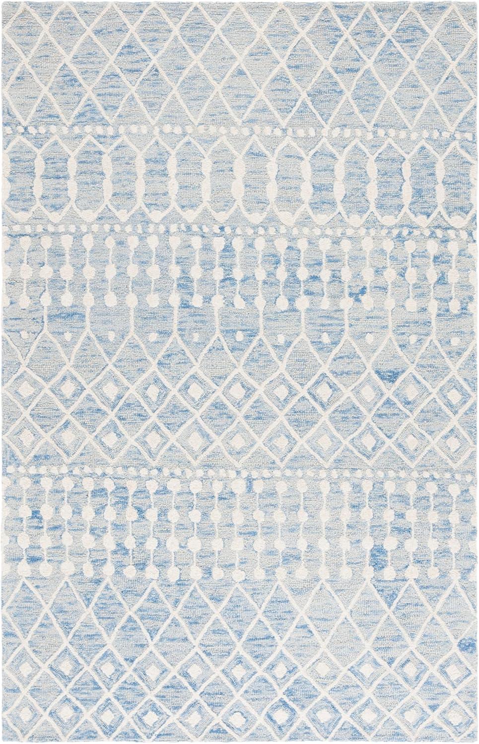 image:imageSAFAVIEH Blossom Collection Area Rug 6 Square Beige amp Ivory Handmade Moroccan Wool Ideal for High Traffic Areas in Living Room Bedroom BLM115BBlueIvory