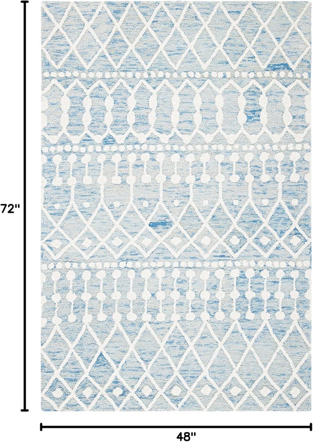 image:imageSAFAVIEH Blossom Collection Area Rug 6 Square Beige amp Ivory Handmade Moroccan Wool Ideal for High Traffic Areas in Living Room Bedroom BLM115BBlueIvory