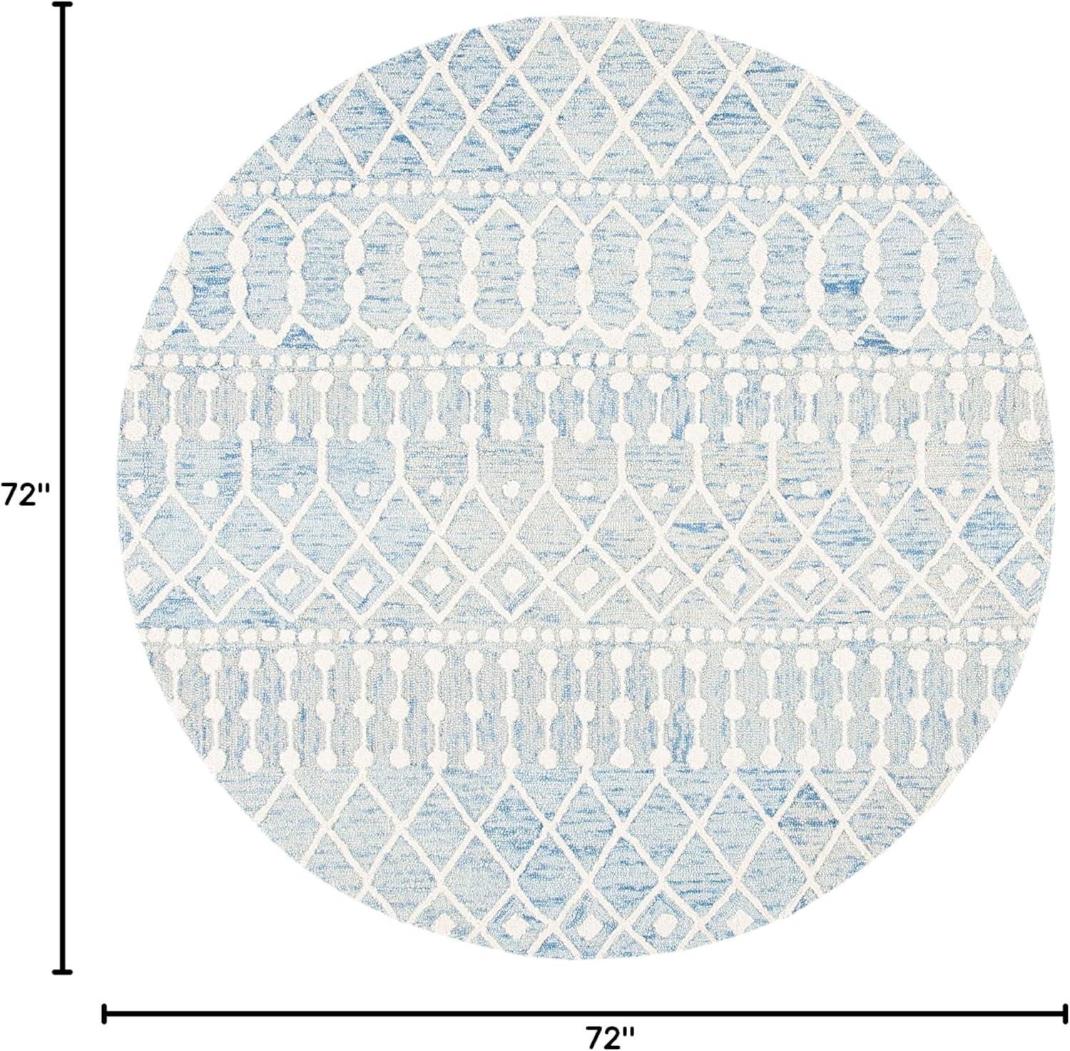 image:imageSAFAVIEH Blossom Collection Area Rug 6 Square Beige amp Ivory Handmade Moroccan Wool Ideal for High Traffic Areas in Living Room Bedroom BLM115BBlueIvory