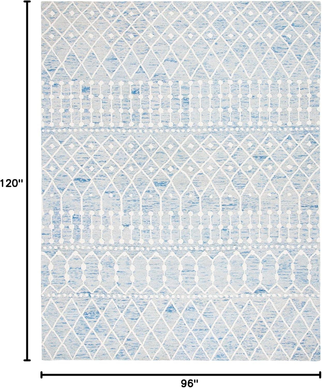 image:imageSAFAVIEH Blossom Collection Area Rug 6 Square Beige amp Ivory Handmade Moroccan Wool Ideal for High Traffic Areas in Living Room Bedroom BLM115BBlueIvory