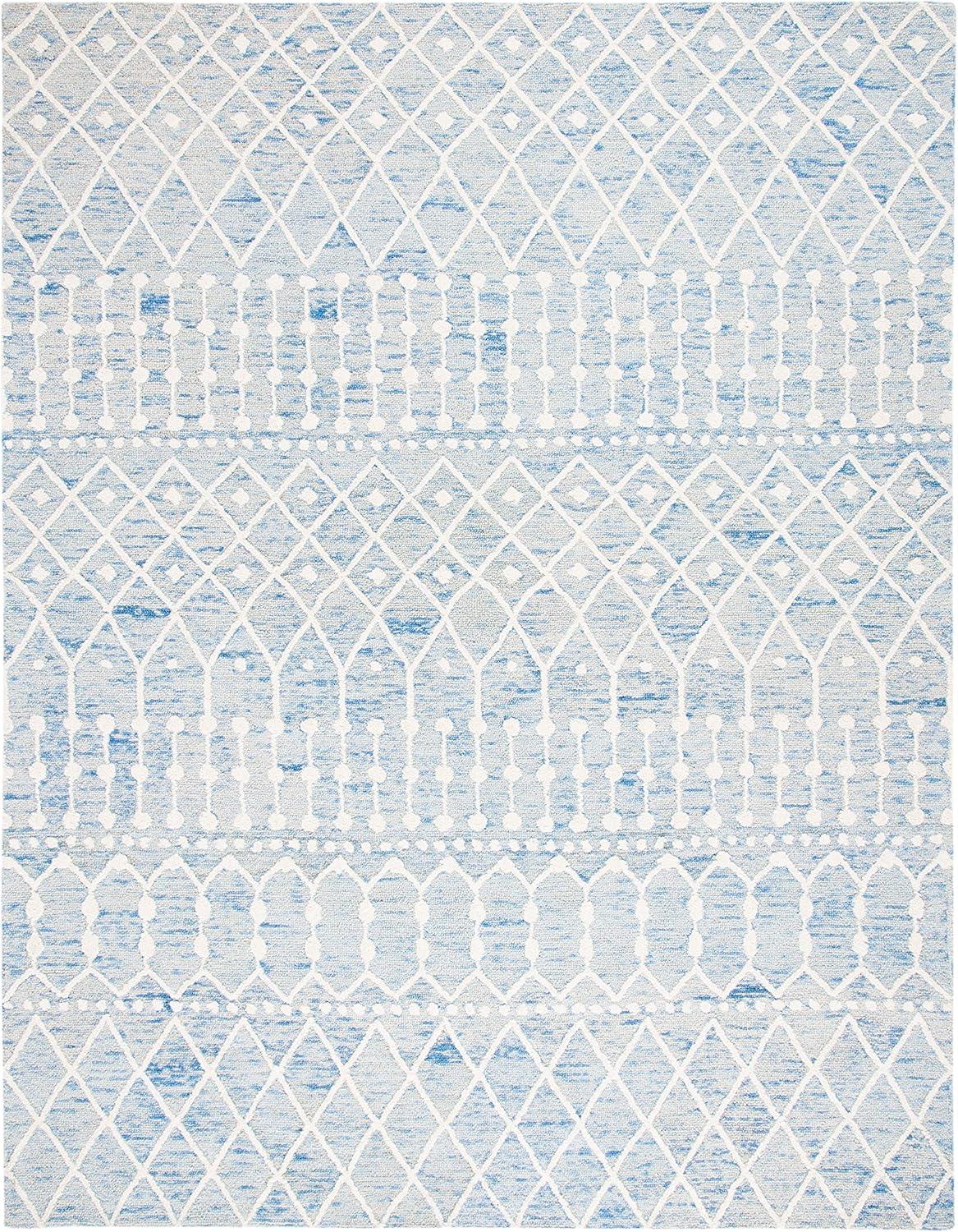 image:imageSAFAVIEH Blossom Collection Area Rug 6 Square Beige amp Ivory Handmade Moroccan Wool Ideal for High Traffic Areas in Living Room Bedroom BLM115BBlueIvory