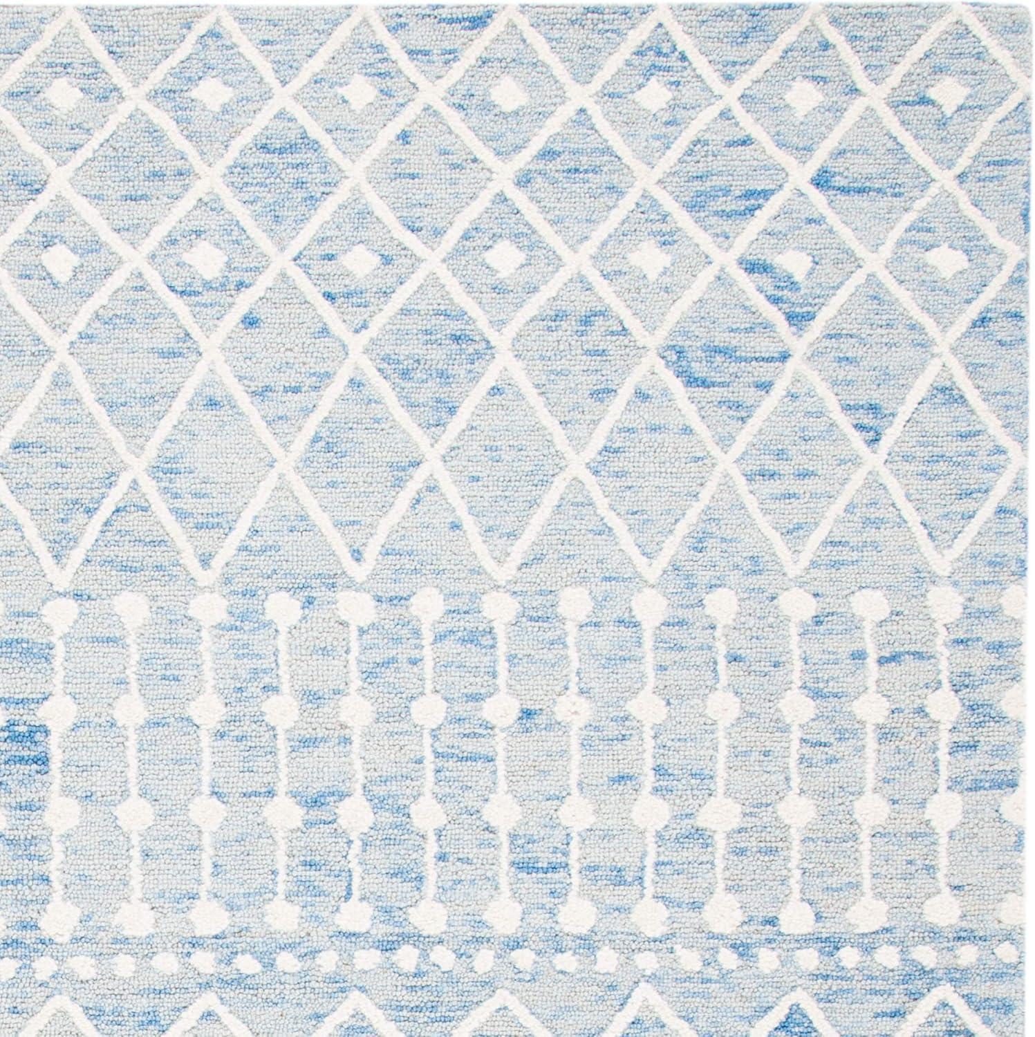 image:imageSAFAVIEH Blossom Collection Area Rug 6 Square Beige amp Ivory Handmade Moroccan Wool Ideal for High Traffic Areas in Living Room Bedroom BLM115BBlueIvory