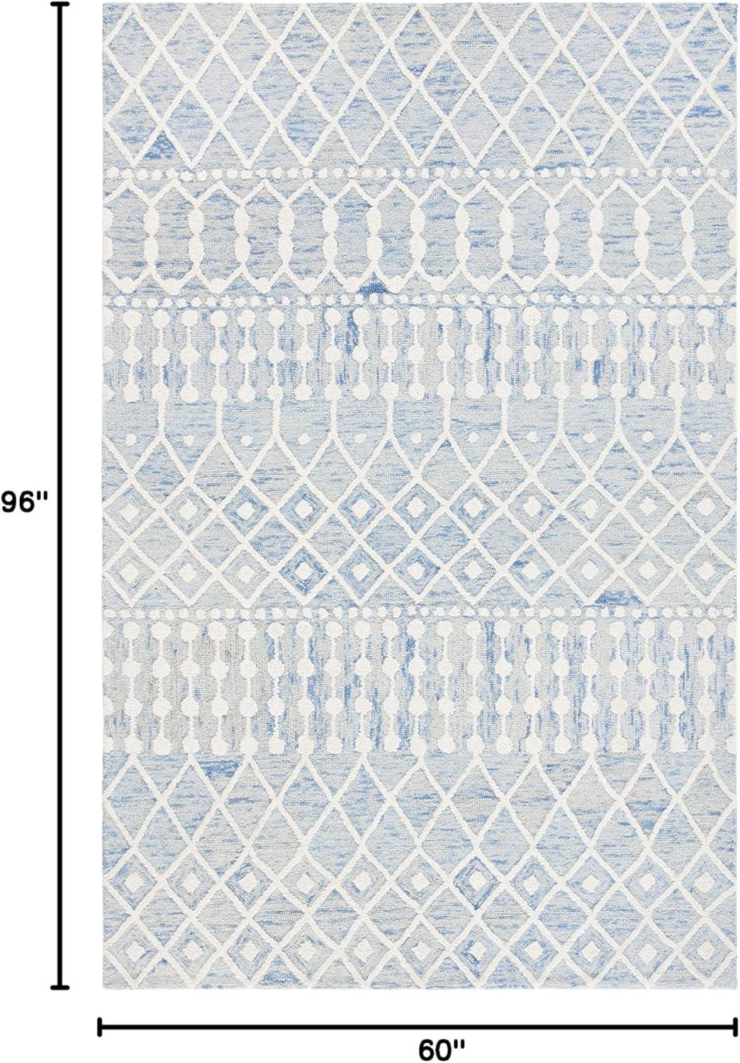 image:imageSAFAVIEH Blossom Collection Area Rug 6 Square Beige amp Ivory Handmade Moroccan Wool Ideal for High Traffic Areas in Living Room Bedroom BLM115BBlueIvory