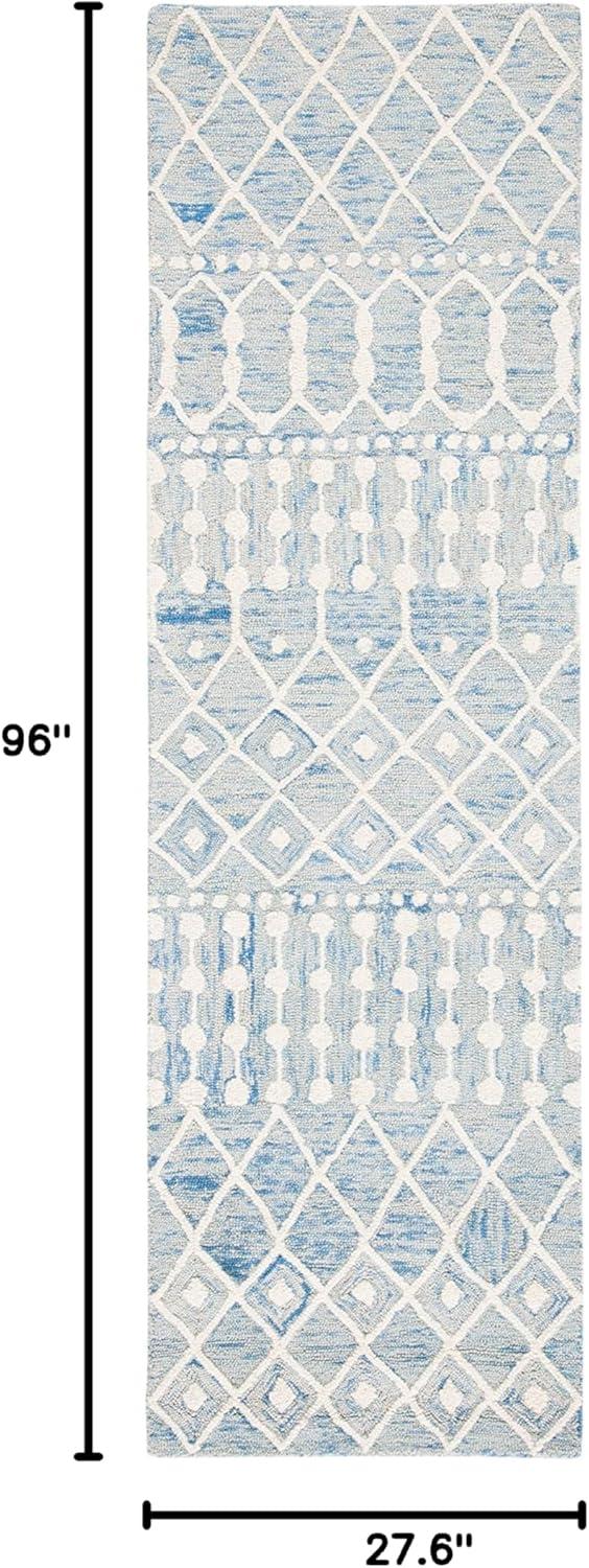 image:imageSAFAVIEH Blossom Collection Area Rug 6 Square Beige amp Ivory Handmade Moroccan Wool Ideal for High Traffic Areas in Living Room Bedroom BLM115BBlueIvory