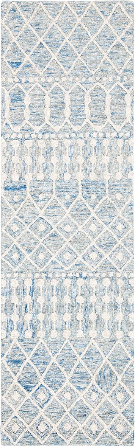 image:imageSAFAVIEH Blossom Collection Area Rug 6 Square Beige amp Ivory Handmade Moroccan Wool Ideal for High Traffic Areas in Living Room Bedroom BLM115BBlueIvory