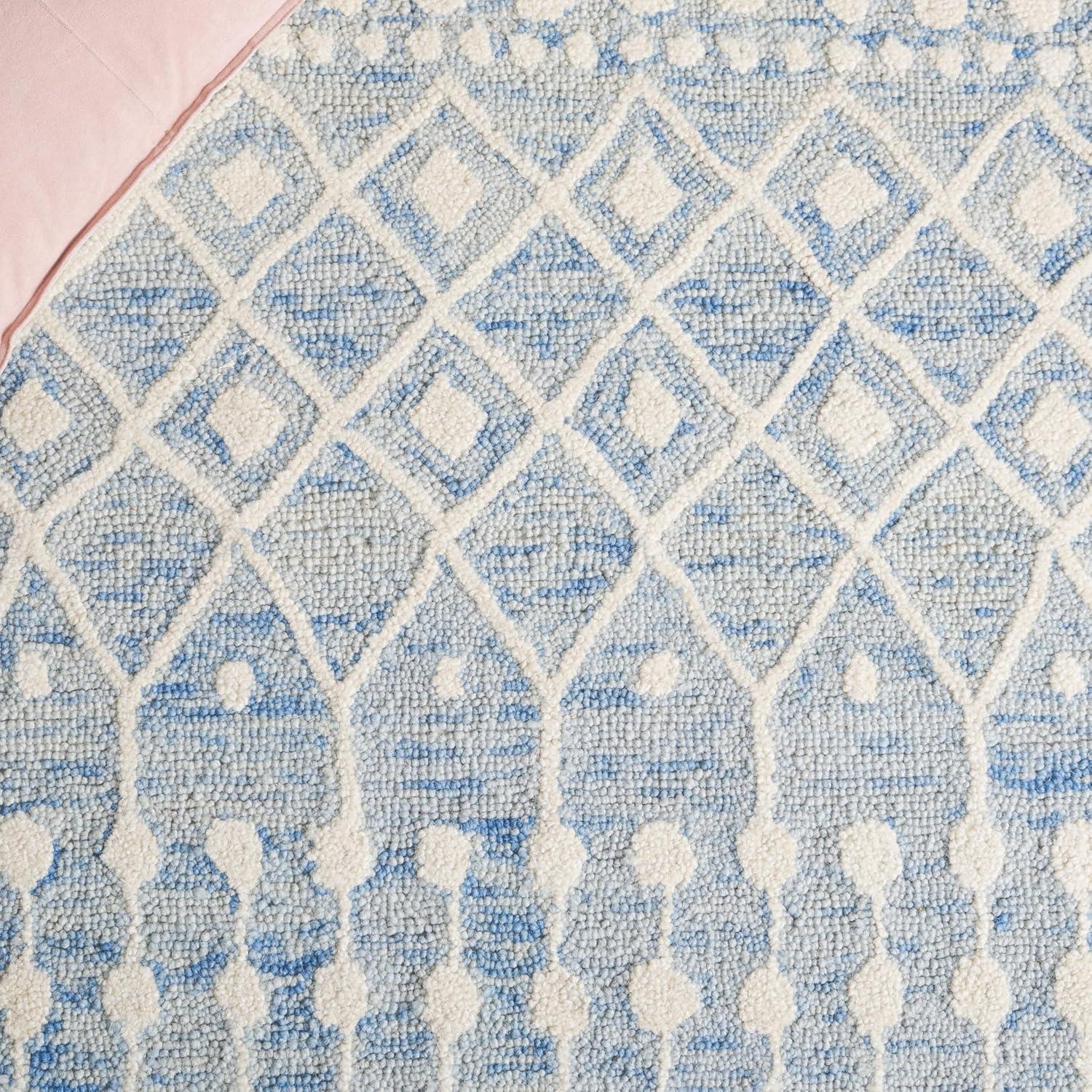 image:imageSAFAVIEH Blossom Collection Area Rug 6 Square Beige amp Ivory Handmade Moroccan Wool Ideal for High Traffic Areas in Living Room Bedroom BLM115BBlueIvory