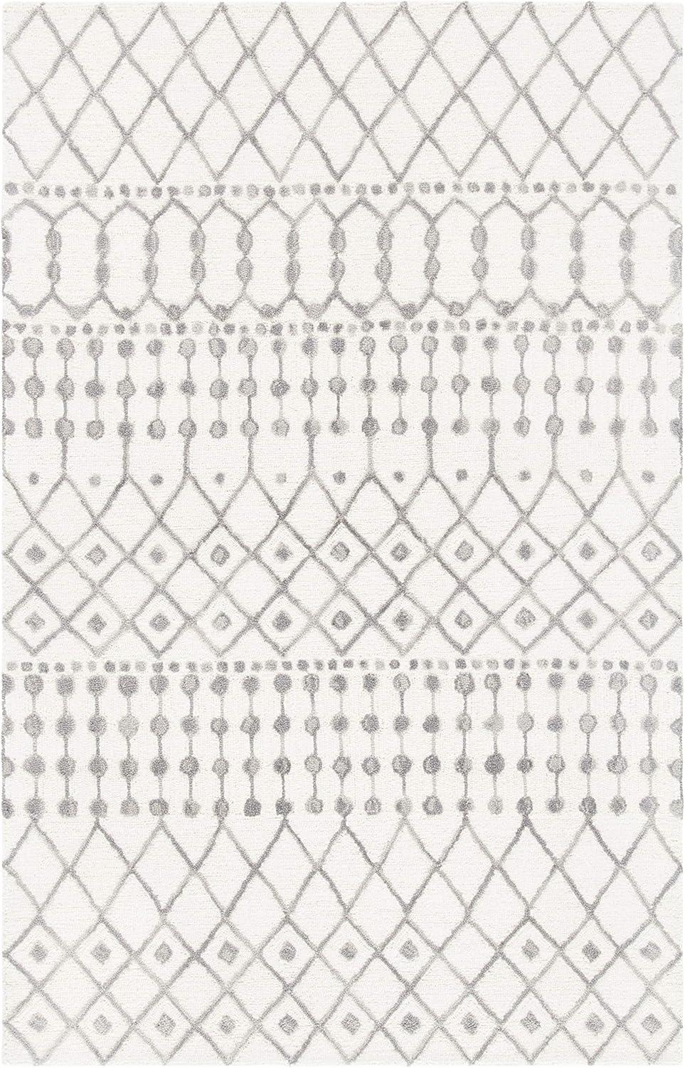 image:imageSAFAVIEH Blossom Collection Area Rug 6 Square Beige amp Ivory Handmade Moroccan Wool Ideal for High Traffic Areas in Living Room Bedroom BLM115BIvoryGrey