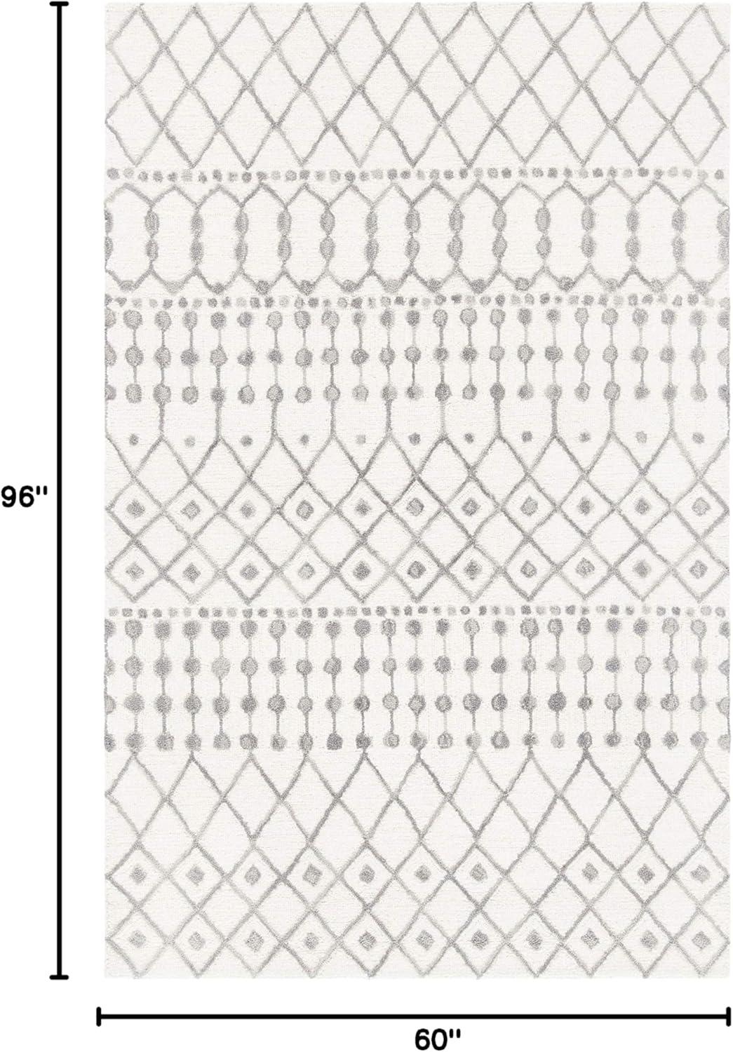image:imageSAFAVIEH Blossom Collection Area Rug 6 Square Beige amp Ivory Handmade Moroccan Wool Ideal for High Traffic Areas in Living Room Bedroom BLM115BIvoryGrey
