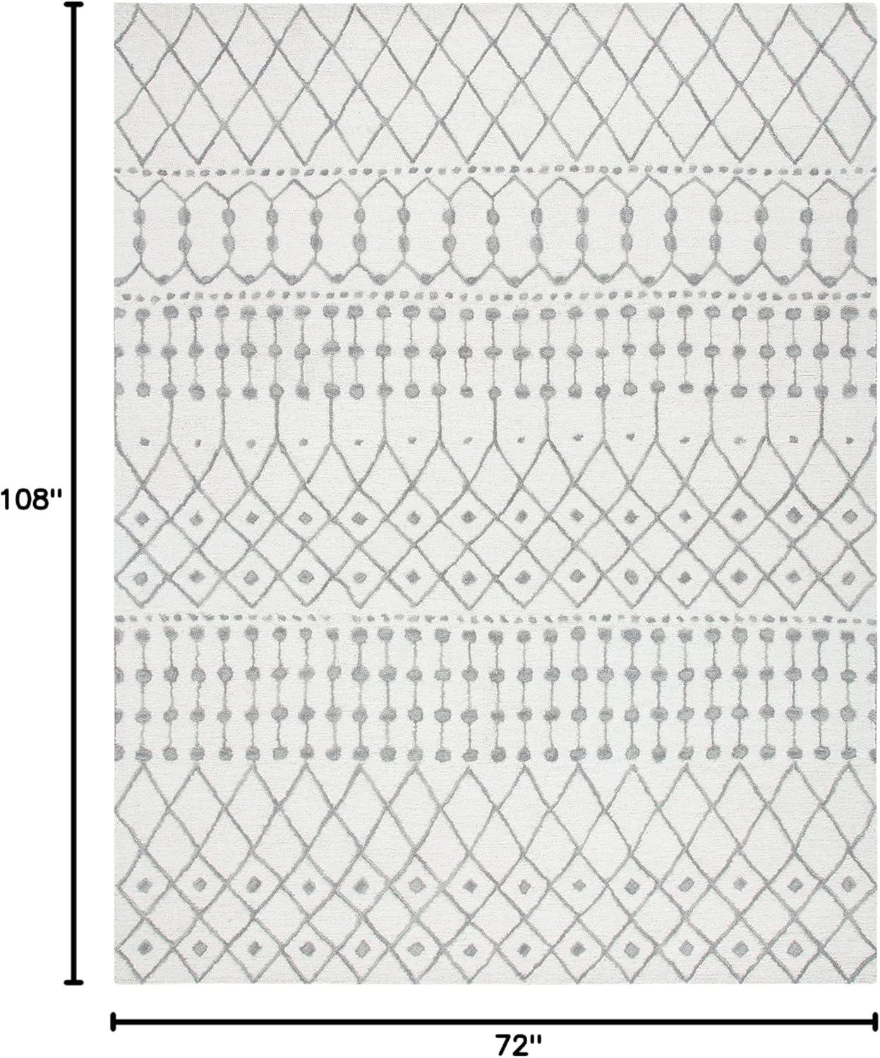 image:imageSAFAVIEH Blossom Collection Area Rug 6 Square Beige amp Ivory Handmade Moroccan Wool Ideal for High Traffic Areas in Living Room Bedroom BLM115BIvoryGrey