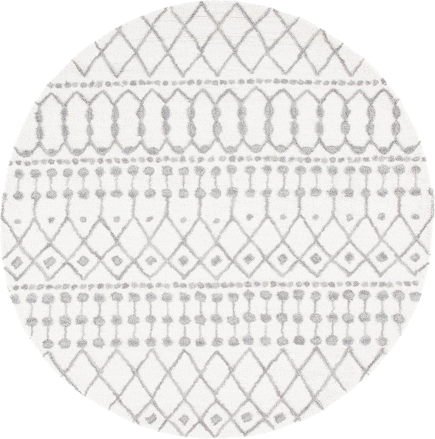 image:imageSAFAVIEH Blossom Collection Area Rug 6 Square Beige amp Ivory Handmade Moroccan Wool Ideal for High Traffic Areas in Living Room Bedroom BLM115BIvoryGrey