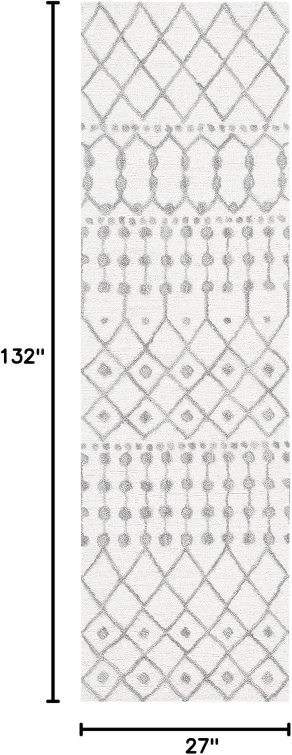 image:imageSAFAVIEH Blossom Collection Area Rug 6 Square Beige amp Ivory Handmade Moroccan Wool Ideal for High Traffic Areas in Living Room Bedroom BLM115BIvoryGrey