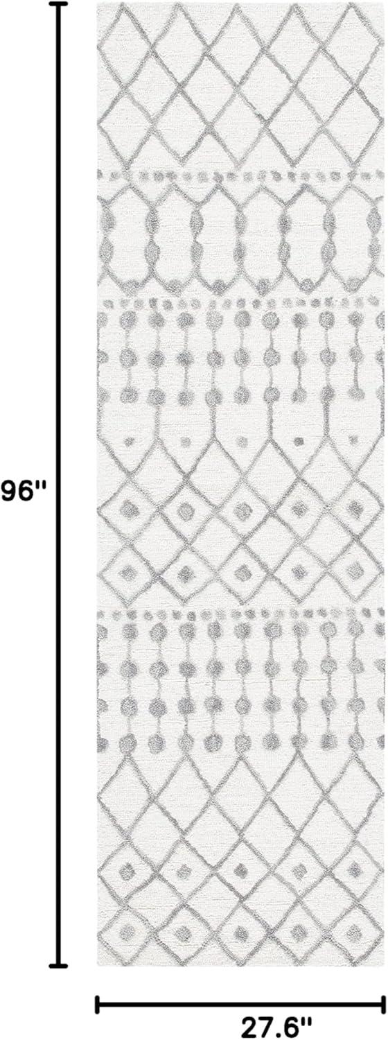 image:imageSAFAVIEH Blossom Collection Area Rug 6 Square Beige amp Ivory Handmade Moroccan Wool Ideal for High Traffic Areas in Living Room Bedroom BLM115BIvoryGrey