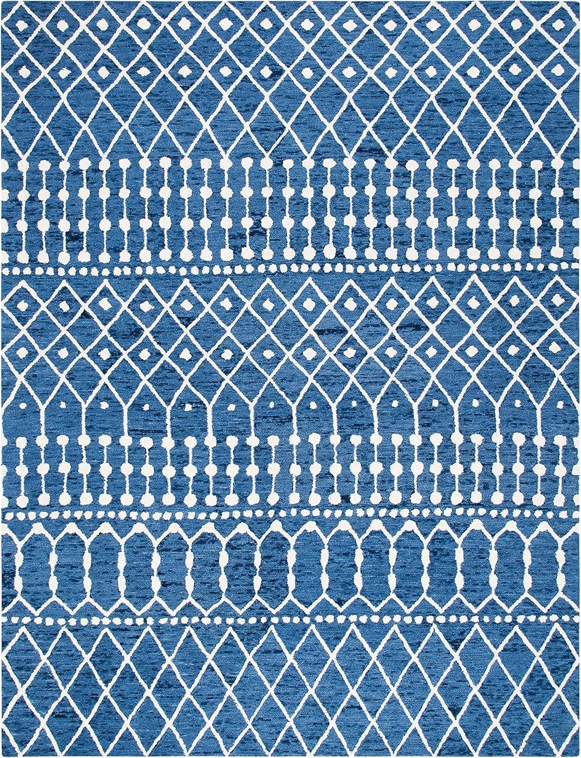 image:imageSAFAVIEH Blossom Collection Area Rug 6 Square Beige amp Ivory Handmade Moroccan Wool Ideal for High Traffic Areas in Living Room Bedroom BLM115BNavyIvory