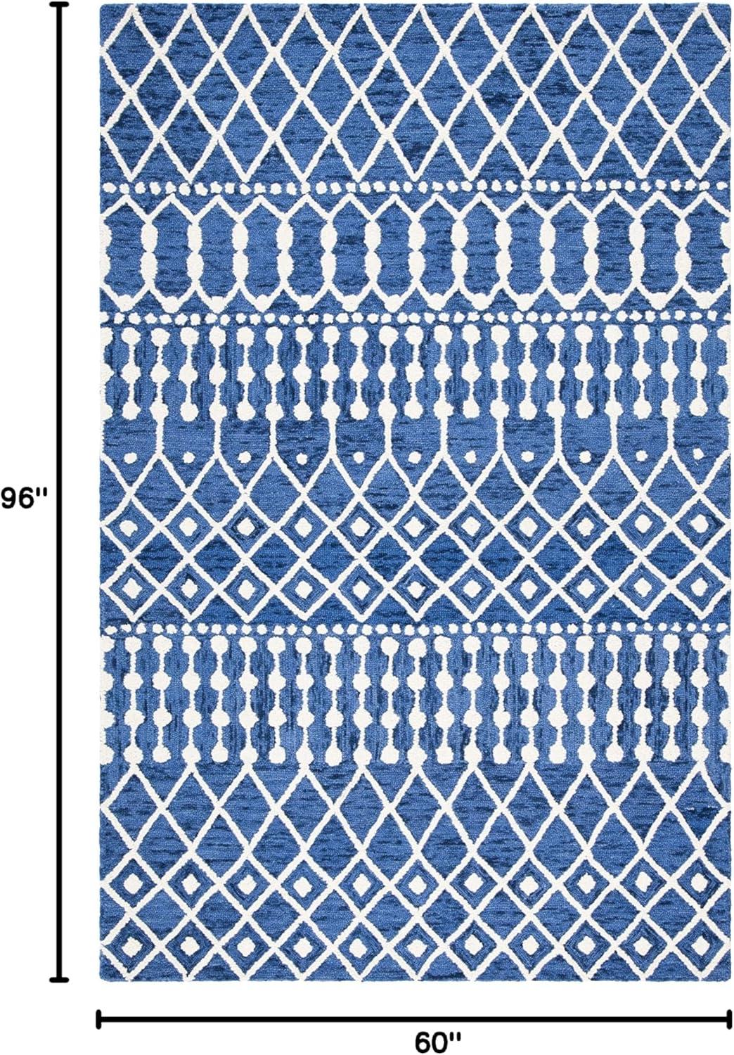 image:imageSAFAVIEH Blossom Collection Area Rug 6 Square Beige amp Ivory Handmade Moroccan Wool Ideal for High Traffic Areas in Living Room Bedroom BLM115BNavyIvory