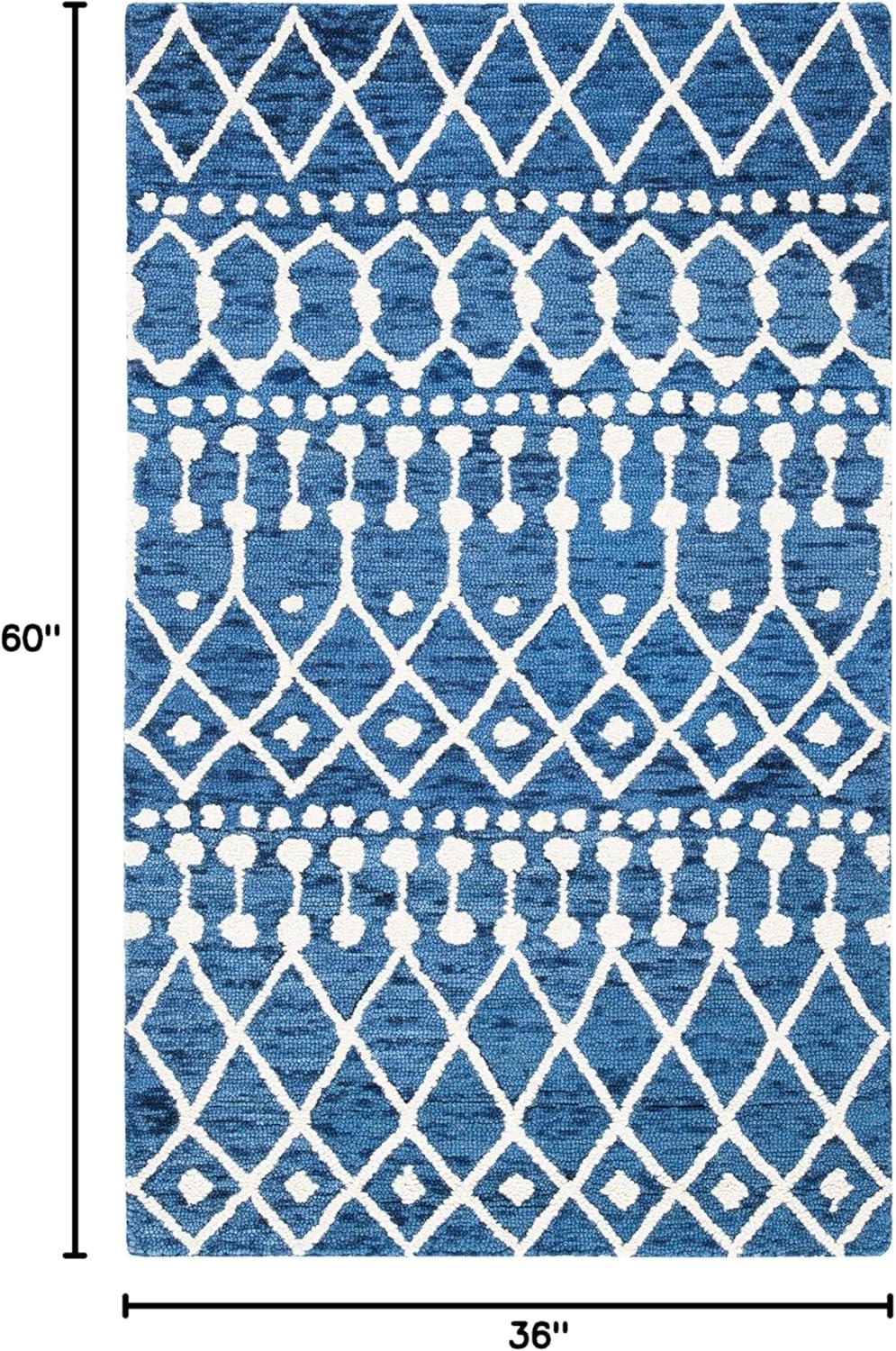 image:imageSAFAVIEH Blossom Collection Area Rug 6 Square Beige amp Ivory Handmade Moroccan Wool Ideal for High Traffic Areas in Living Room Bedroom BLM115BNavyIvory