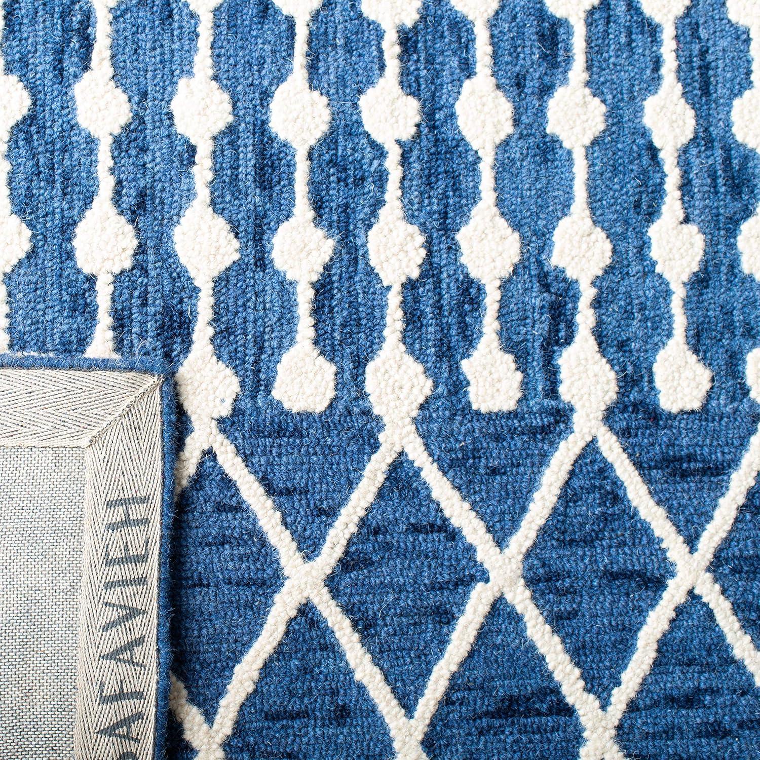 image:imageSAFAVIEH Blossom Collection Area Rug 6 Square Beige amp Ivory Handmade Moroccan Wool Ideal for High Traffic Areas in Living Room Bedroom BLM115BNavyIvory