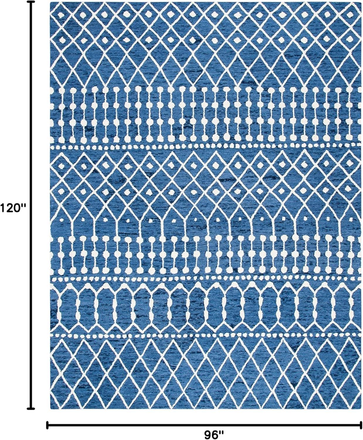 image:imageSAFAVIEH Blossom Collection Area Rug 6 Square Beige amp Ivory Handmade Moroccan Wool Ideal for High Traffic Areas in Living Room Bedroom BLM115BNavyIvory