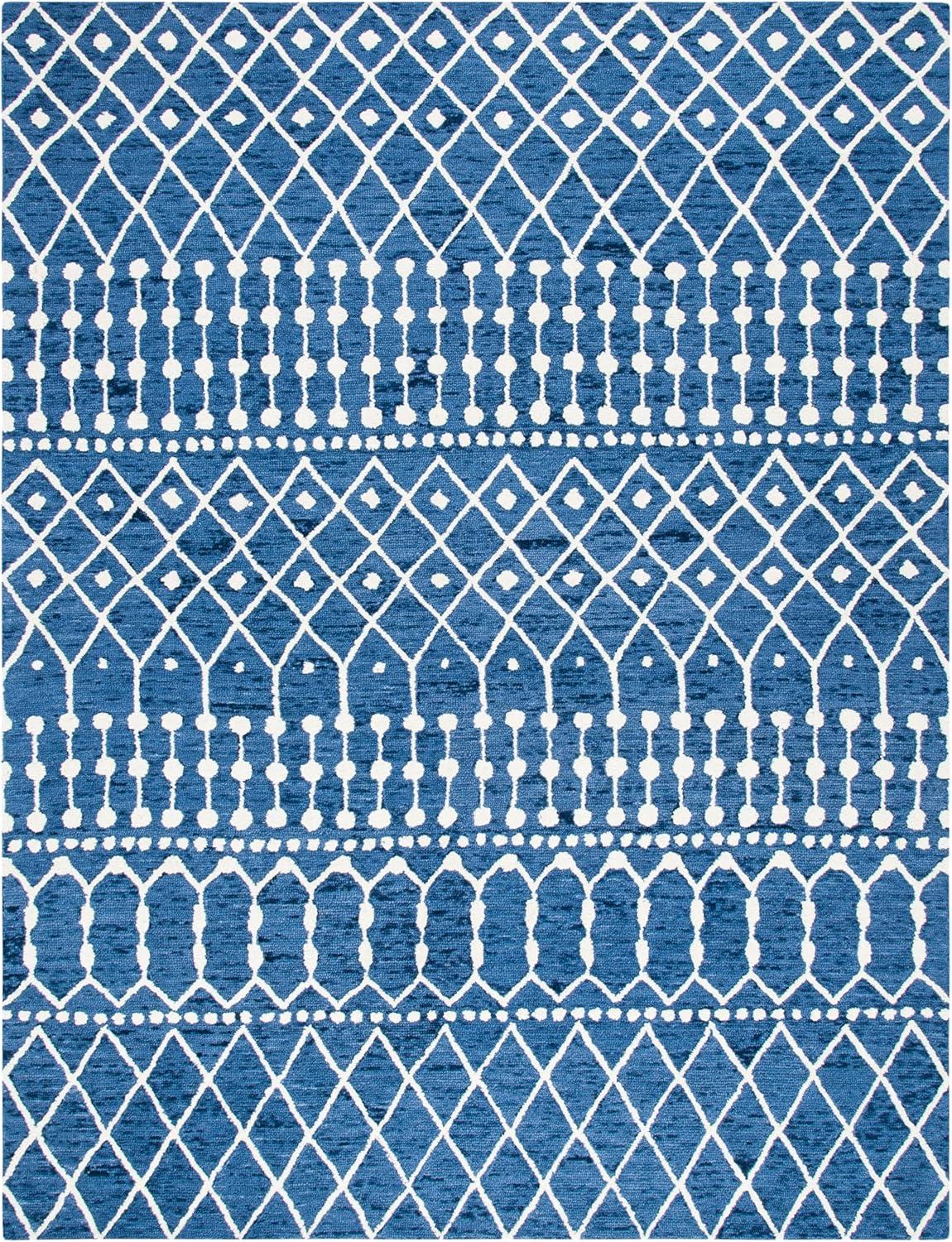 image:imageSAFAVIEH Blossom Collection Area Rug 6 Square Beige amp Ivory Handmade Moroccan Wool Ideal for High Traffic Areas in Living Room Bedroom BLM115BNavyIvory
