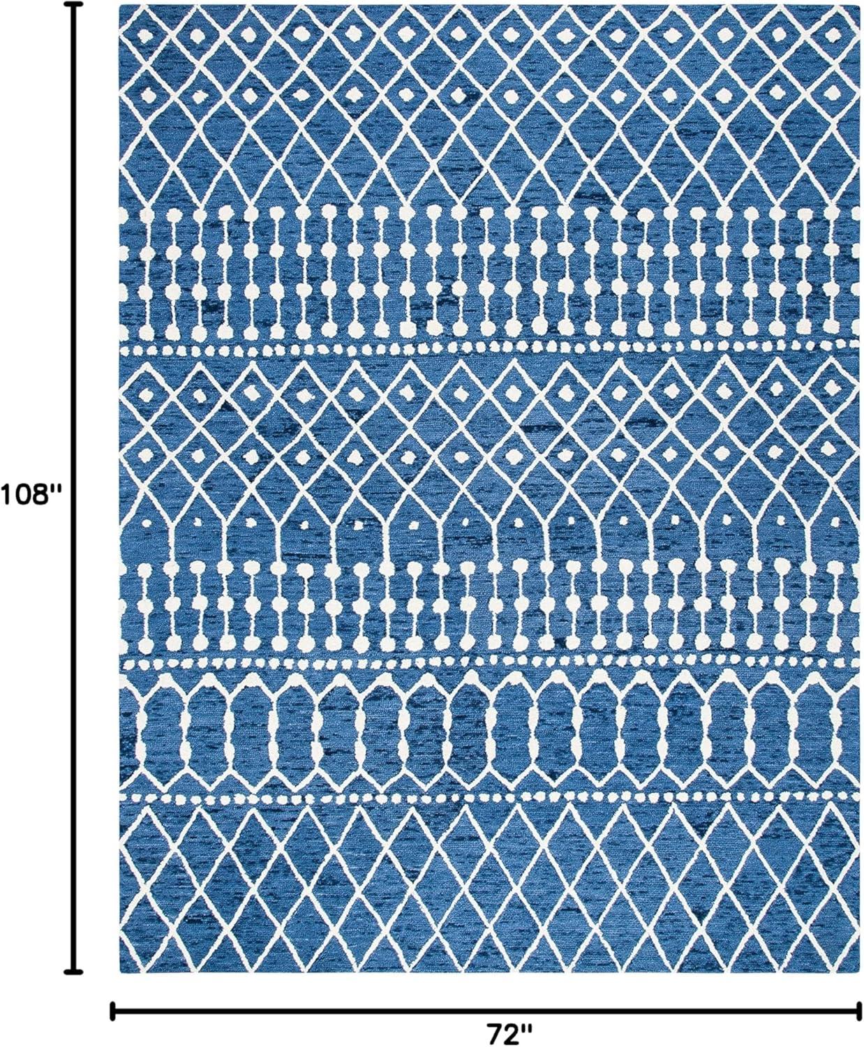 image:imageSAFAVIEH Blossom Collection Area Rug 6 Square Beige amp Ivory Handmade Moroccan Wool Ideal for High Traffic Areas in Living Room Bedroom BLM115BNavyIvory
