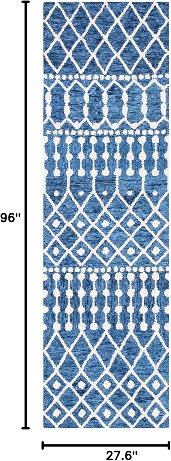 image:imageSAFAVIEH Blossom Collection Area Rug 6 Square Beige amp Ivory Handmade Moroccan Wool Ideal for High Traffic Areas in Living Room Bedroom BLM115BNavyIvory