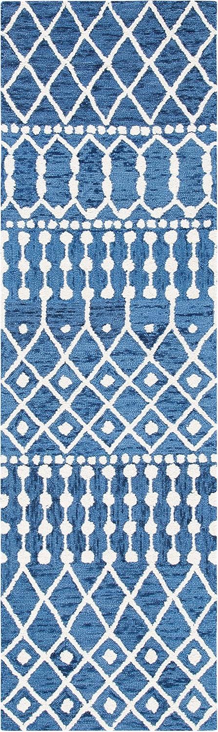image:imageSAFAVIEH Blossom Collection Area Rug 6 Square Beige amp Ivory Handmade Moroccan Wool Ideal for High Traffic Areas in Living Room Bedroom BLM115BNavyIvory