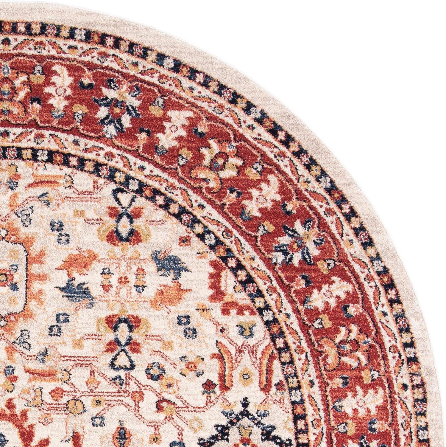 image:imageSAFAVIEH Charleston Collection Area Rug 67 Square Ivory amp Red Oriental Distressed Design NonShedding amp Easy Care Ideal for High Traffic Areas in Living Room Bedroom CHL412AIvoryRed