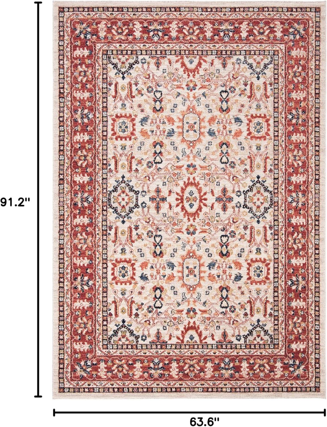 image:imageSAFAVIEH Charleston Collection Area Rug 67 Square Ivory amp Red Oriental Distressed Design NonShedding amp Easy Care Ideal for High Traffic Areas in Living Room Bedroom CHL412AIvoryRed