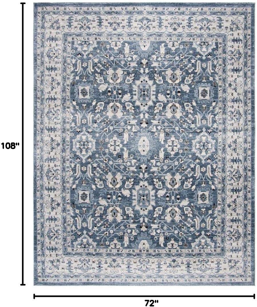 image:imageSAFAVIEH Charleston Collection Area Rug 67 Square Ivory amp Red Oriental Distressed Design NonShedding amp Easy Care Ideal for High Traffic Areas in Living Room Bedroom CHL412ANavyCreme