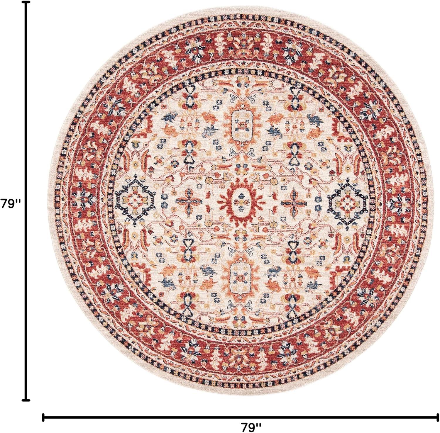 image:imageSAFAVIEH Charleston Collection Area Rug 67 Square Ivory amp Red Oriental Distressed Design NonShedding amp Easy Care Ideal for High Traffic Areas in Living Room Bedroom CHL412AIvoryRed