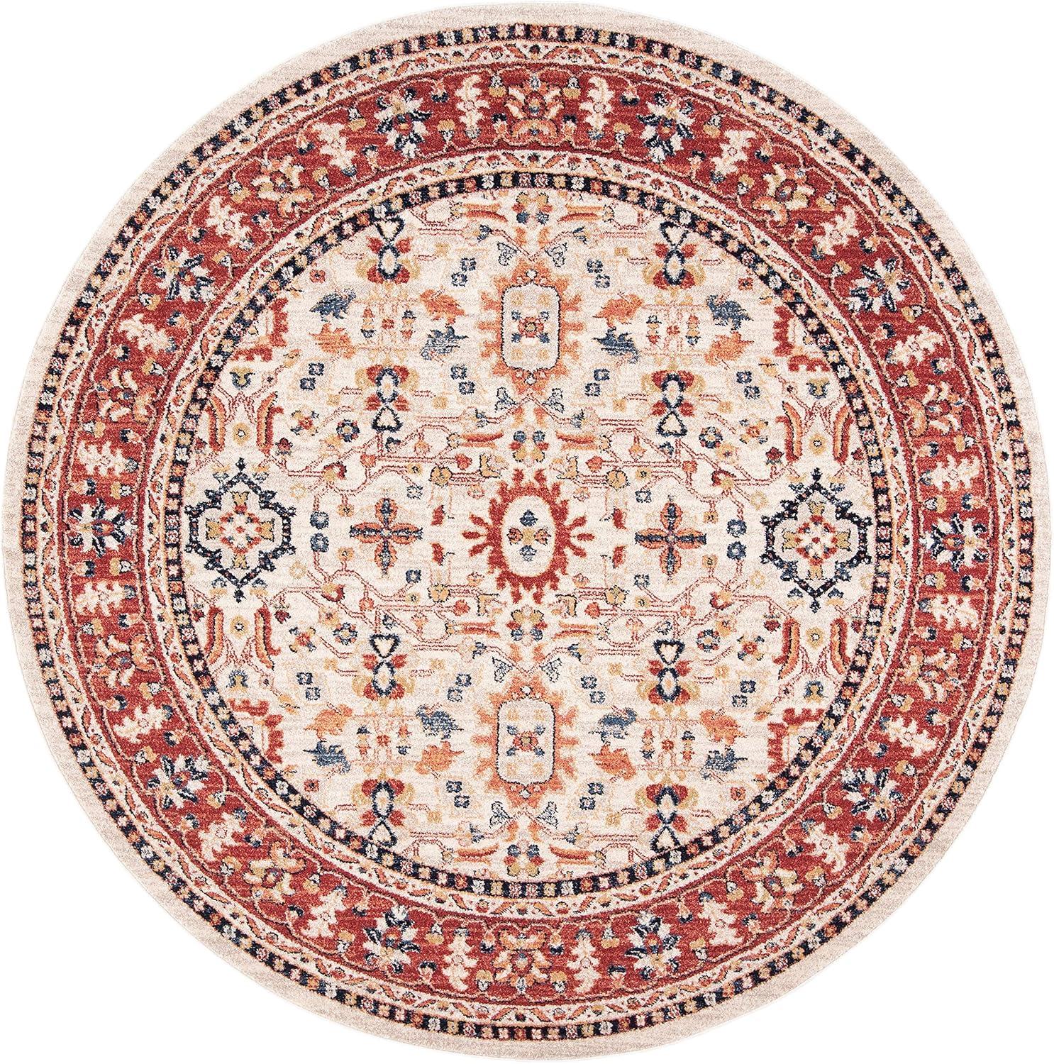 image:imageSAFAVIEH Charleston Collection Area Rug 67 Square Ivory amp Red Oriental Distressed Design NonShedding amp Easy Care Ideal for High Traffic Areas in Living Room Bedroom CHL412AIvoryRed