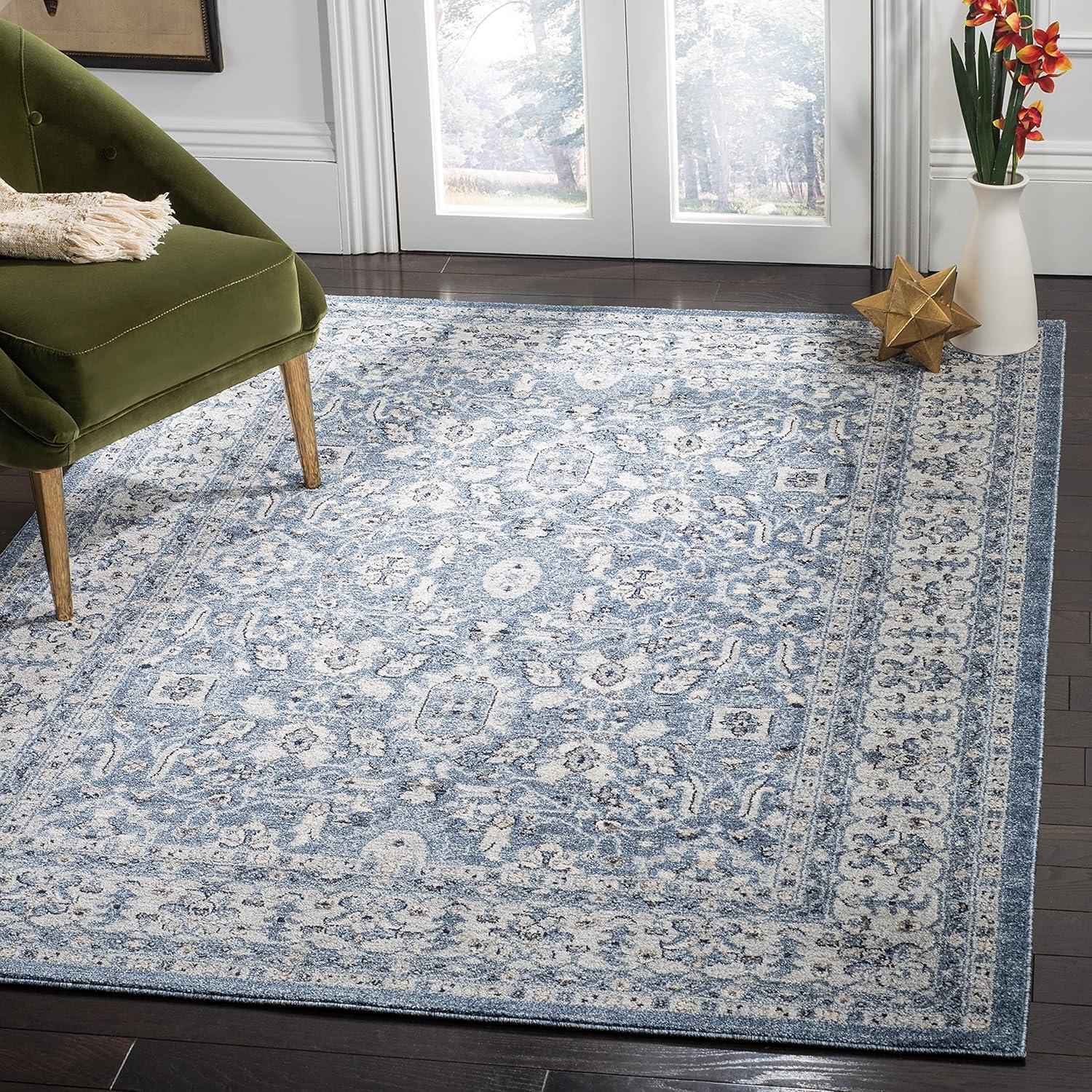 image:imageSAFAVIEH Charleston Collection Area Rug 67 Square Ivory amp Red Oriental Distressed Design NonShedding amp Easy Care Ideal for High Traffic Areas in Living Room Bedroom CHL412ANavyCreme