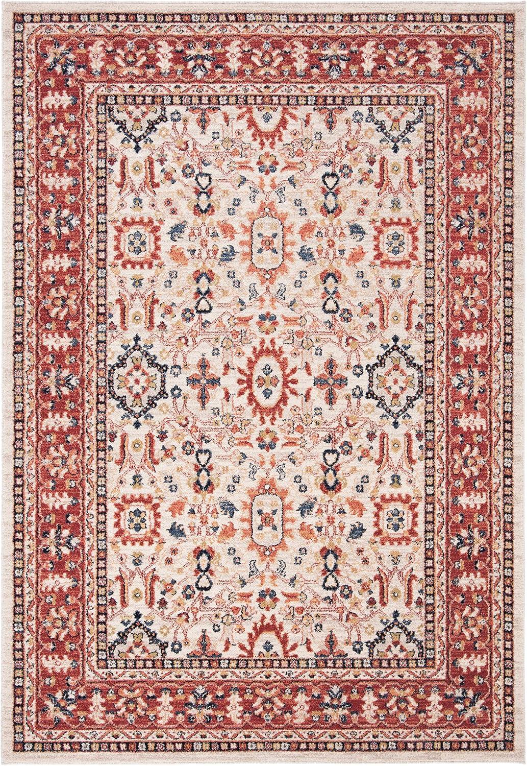 image:imageSAFAVIEH Charleston Collection Area Rug 67 Square Ivory amp Red Oriental Distressed Design NonShedding amp Easy Care Ideal for High Traffic Areas in Living Room Bedroom CHL412AIvoryRed