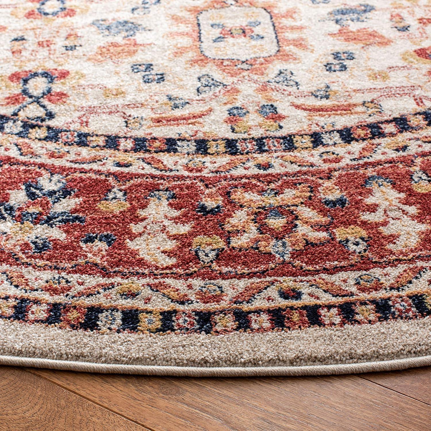 image:imageSAFAVIEH Charleston Collection Area Rug 67 Square Ivory amp Red Oriental Distressed Design NonShedding amp Easy Care Ideal for High Traffic Areas in Living Room Bedroom CHL412AIvoryRed