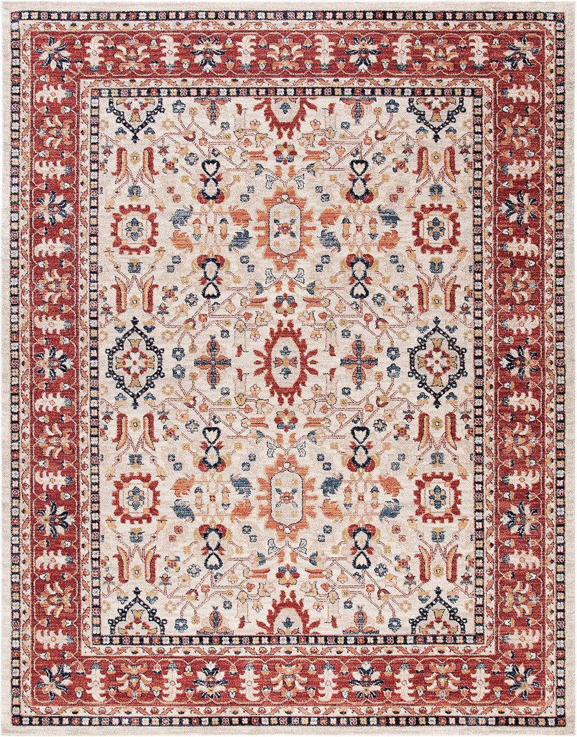 image:imageSAFAVIEH Charleston Collection Area Rug 67 Square Ivory amp Red Oriental Distressed Design NonShedding amp Easy Care Ideal for High Traffic Areas in Living Room Bedroom CHL412AIvoryRed