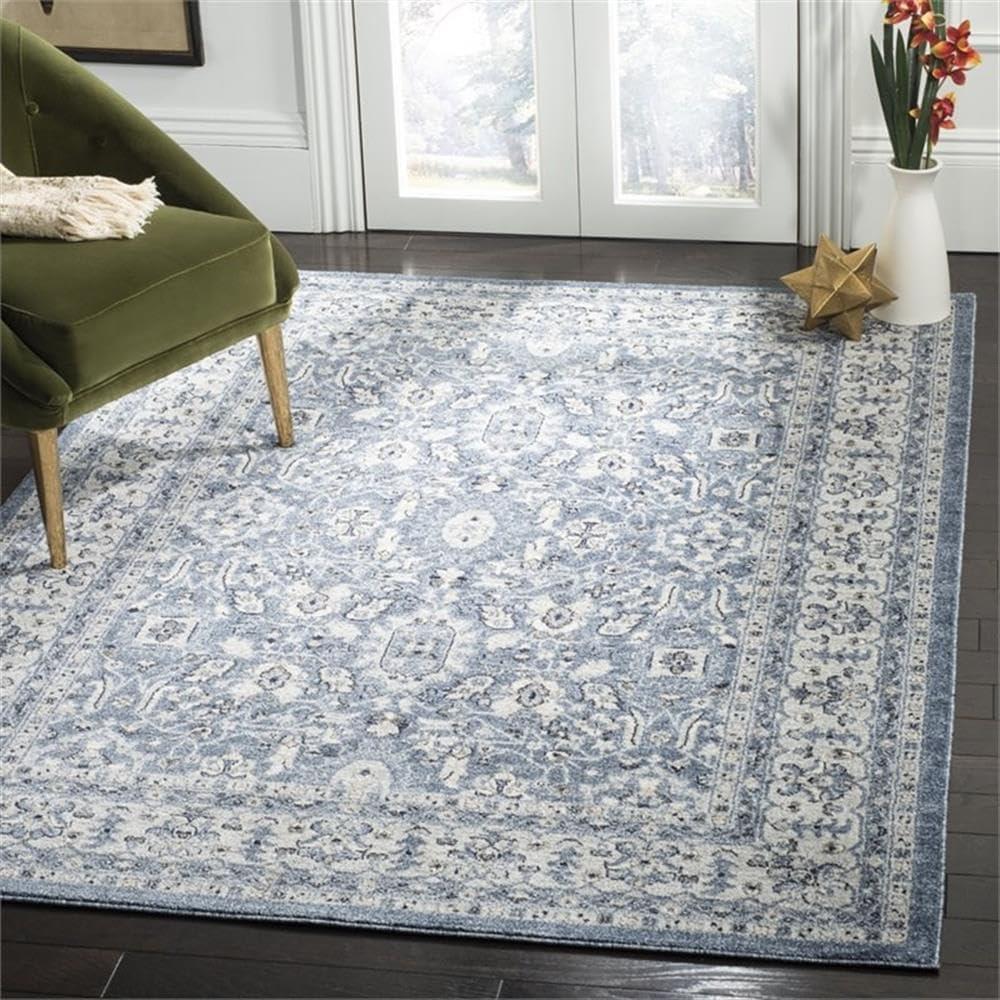 image:imageSAFAVIEH Charleston Collection Area Rug 67 Square Ivory amp Red Oriental Distressed Design NonShedding amp Easy Care Ideal for High Traffic Areas in Living Room Bedroom CHL412ANavyCreme