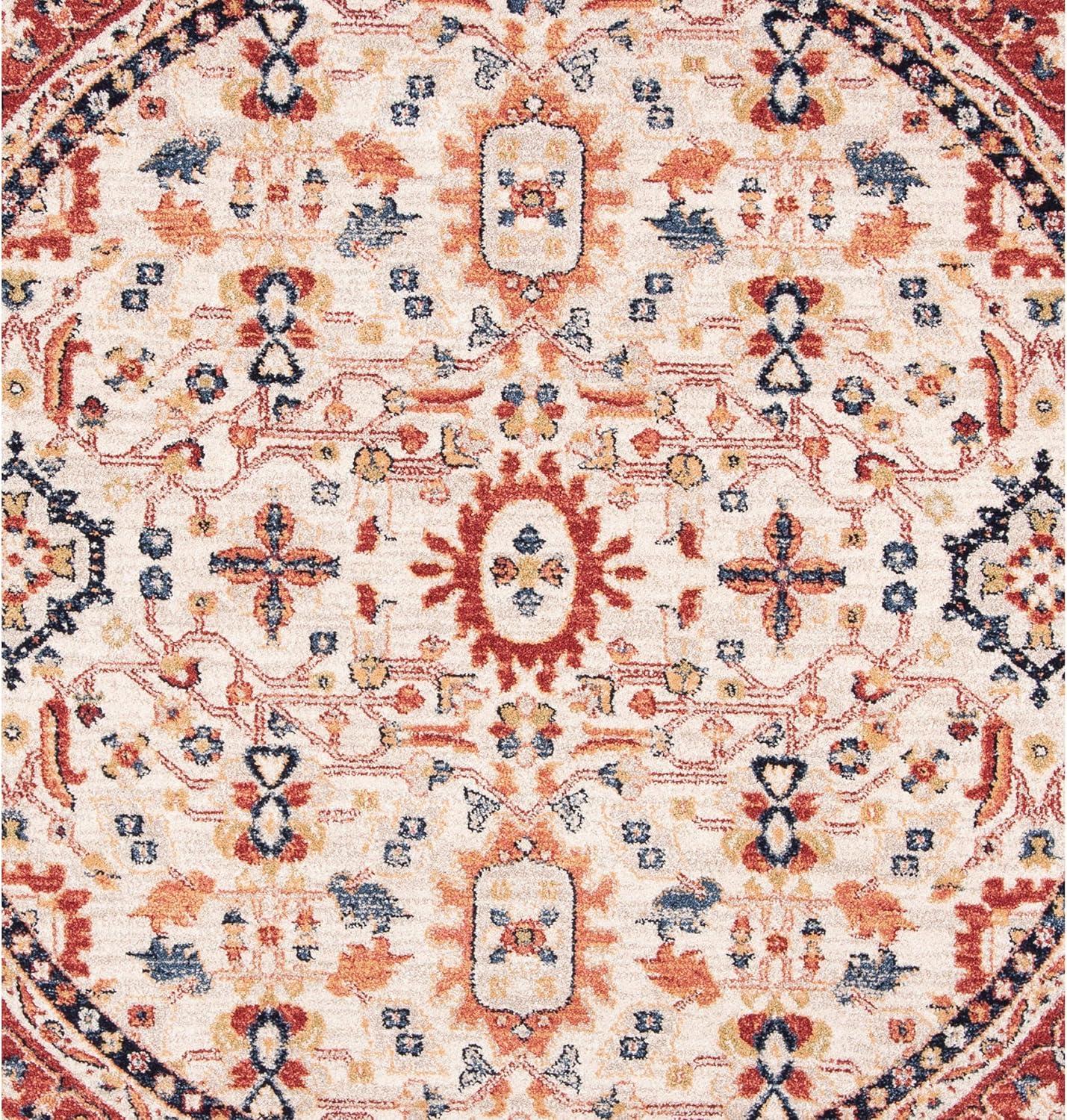 image:imageSAFAVIEH Charleston Collection Area Rug 67 Square Ivory amp Red Oriental Distressed Design NonShedding amp Easy Care Ideal for High Traffic Areas in Living Room Bedroom CHL412AIvoryRed