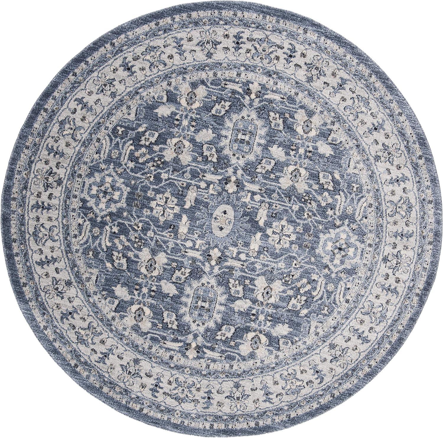 image:imageSAFAVIEH Charleston Collection Area Rug 67 Square Ivory amp Red Oriental Distressed Design NonShedding amp Easy Care Ideal for High Traffic Areas in Living Room Bedroom CHL412ANavyCreme