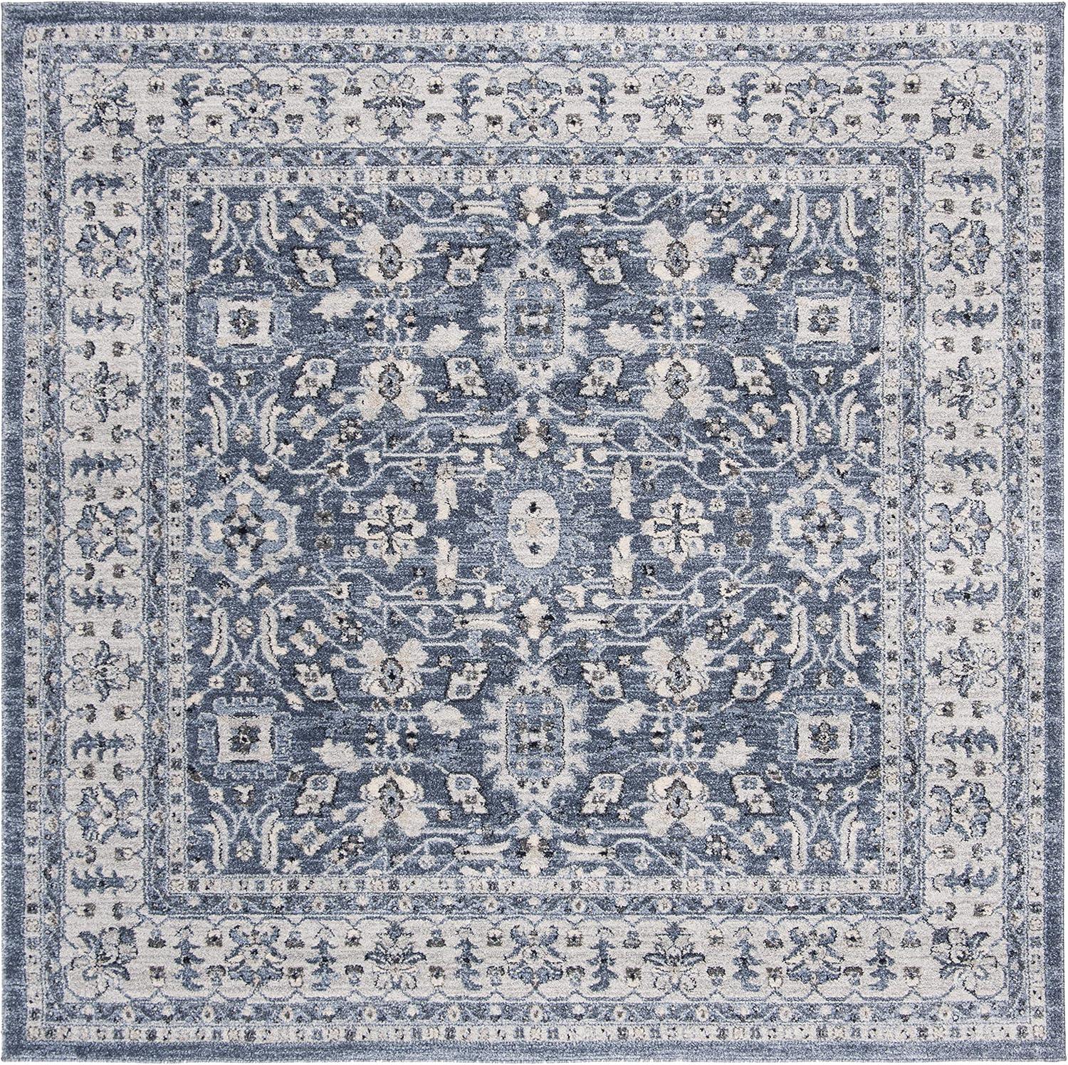 image:imageSAFAVIEH Charleston Collection Area Rug 67 Square Ivory amp Red Oriental Distressed Design NonShedding amp Easy Care Ideal for High Traffic Areas in Living Room Bedroom CHL412ANavyCreme