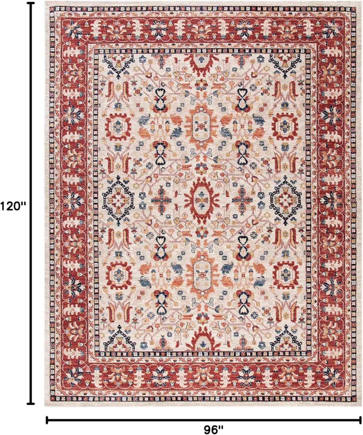 image:imageSAFAVIEH Charleston Collection Area Rug 67 Square Ivory amp Red Oriental Distressed Design NonShedding amp Easy Care Ideal for High Traffic Areas in Living Room Bedroom CHL412AIvoryRed