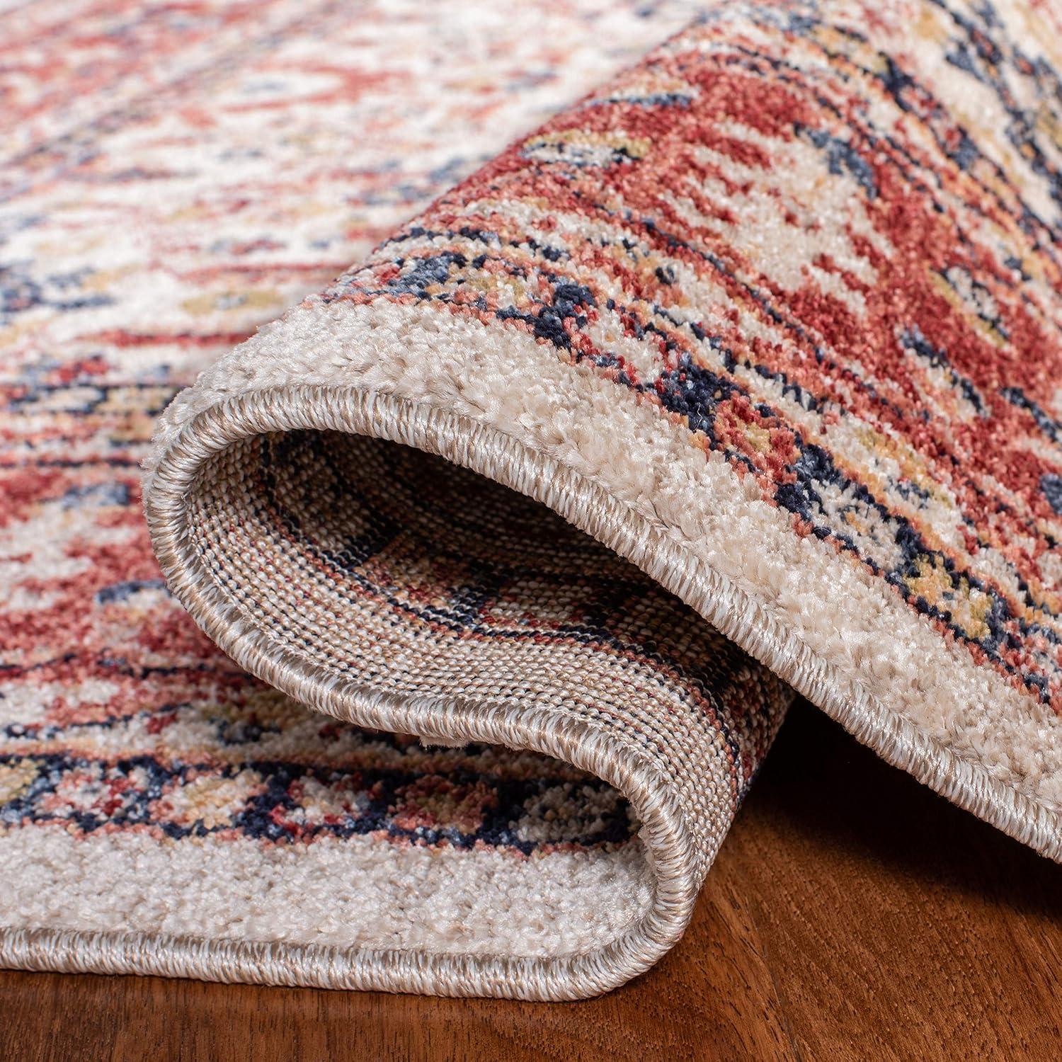 image:imageSAFAVIEH Charleston Collection Area Rug 67 Square Ivory amp Red Oriental Distressed Design NonShedding amp Easy Care Ideal for High Traffic Areas in Living Room Bedroom CHL412AIvoryRed