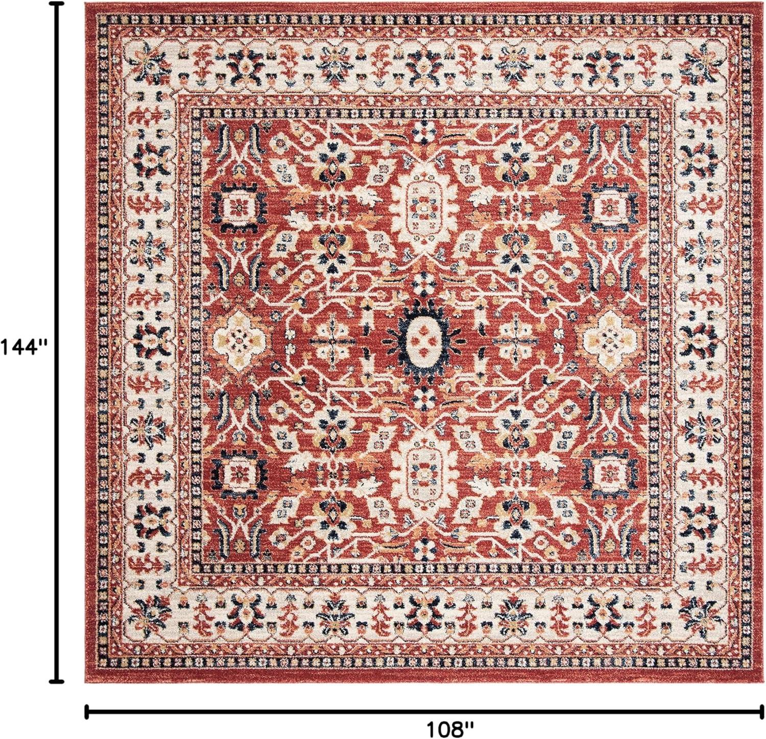image:imageSAFAVIEH Charleston Collection Area Rug 67 Square Ivory amp Red Oriental Distressed Design NonShedding amp Easy Care Ideal for High Traffic Areas in Living Room Bedroom CHL412AIvoryRed