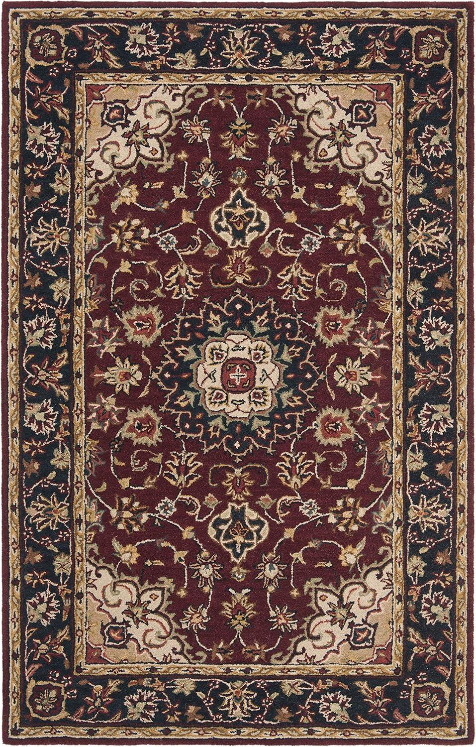 image:imageSAFAVIEH Classic Collection Area Rug 8 x 10 Burgundy amp Navy Handmade Traditional Oriental Wool Ideal for High Traffic Areas in Living Room Bedroom CL362ABurgundyNavy