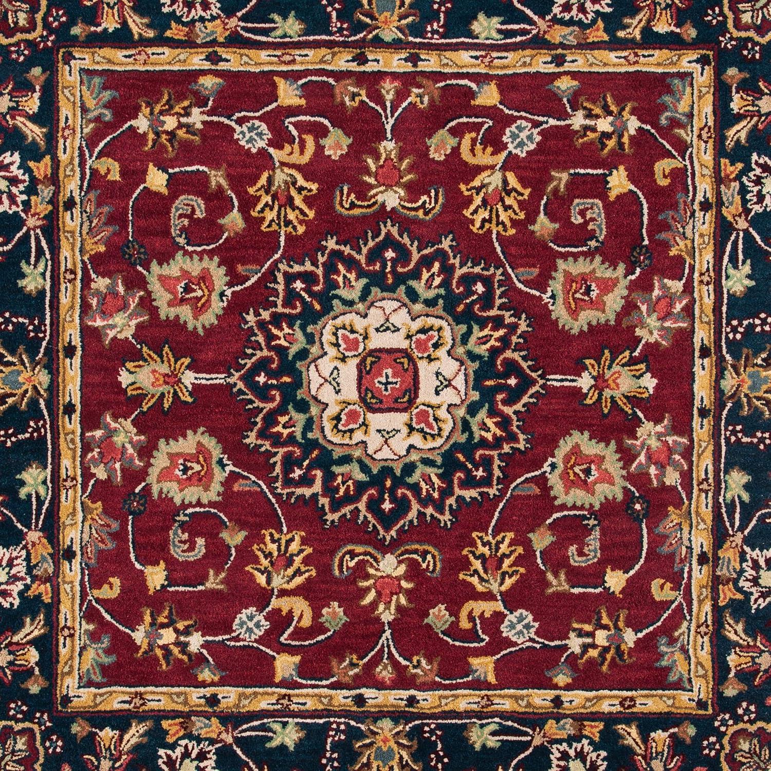image:imageSAFAVIEH Classic Collection Area Rug 8 x 10 Burgundy amp Navy Handmade Traditional Oriental Wool Ideal for High Traffic Areas in Living Room Bedroom CL362ABurgundyNavy