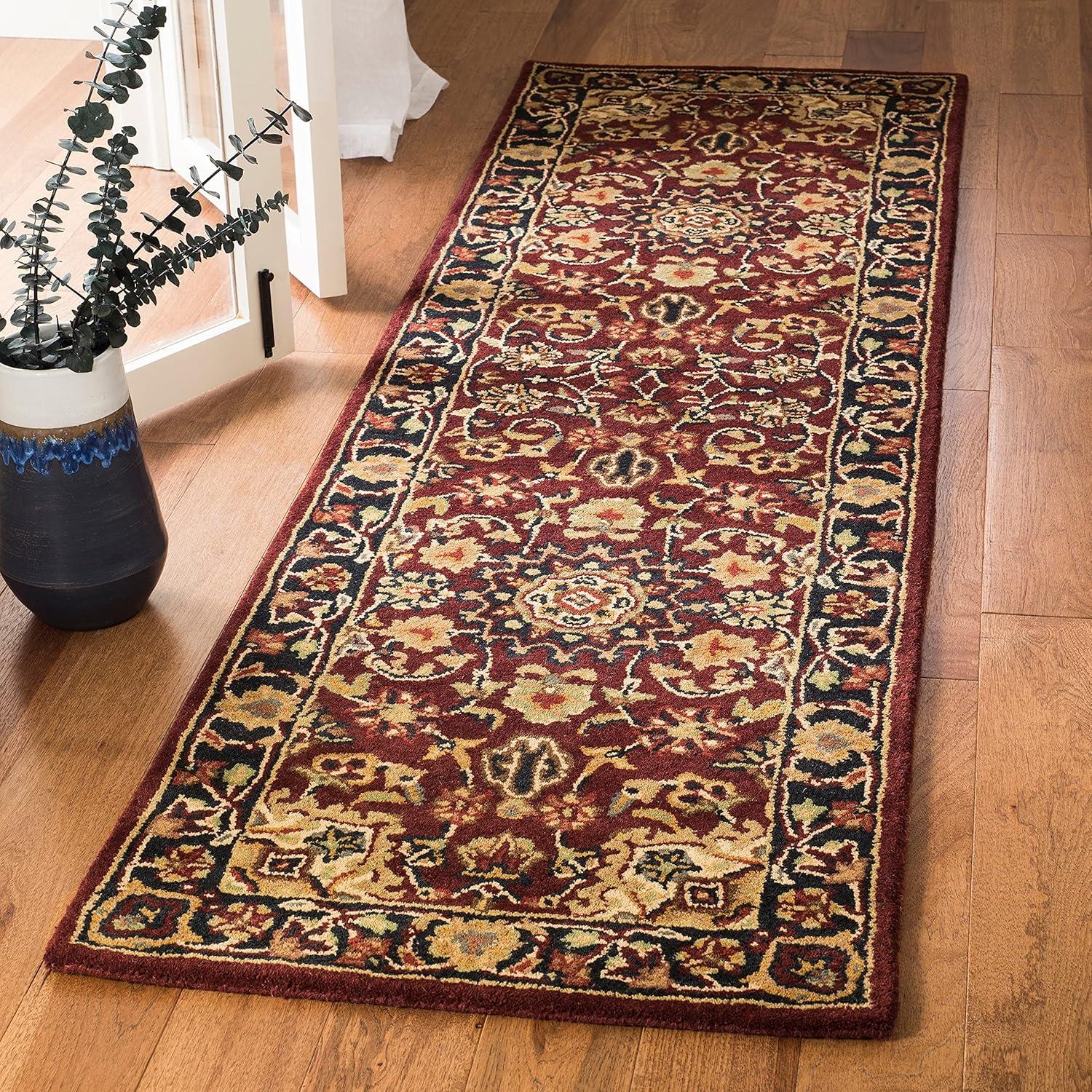 image:imageSAFAVIEH Classic Collection Area Rug 8 x 10 Burgundy amp Navy Handmade Traditional Oriental Wool Ideal for High Traffic Areas in Living Room Bedroom CL362ABurgundyNavy