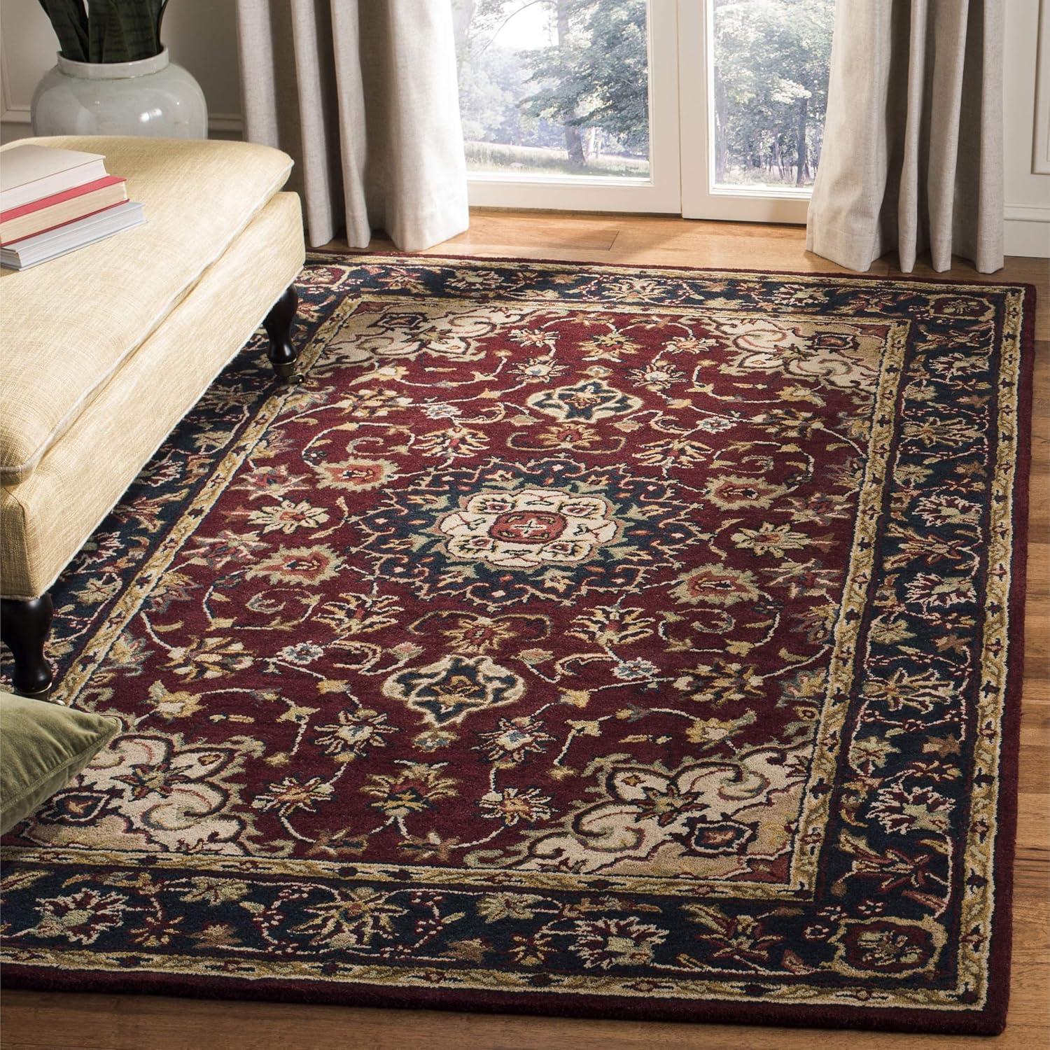 image:imageSAFAVIEH Classic Collection Area Rug 8 x 10 Burgundy amp Navy Handmade Traditional Oriental Wool Ideal for High Traffic Areas in Living Room Bedroom CL362ABurgundyNavy