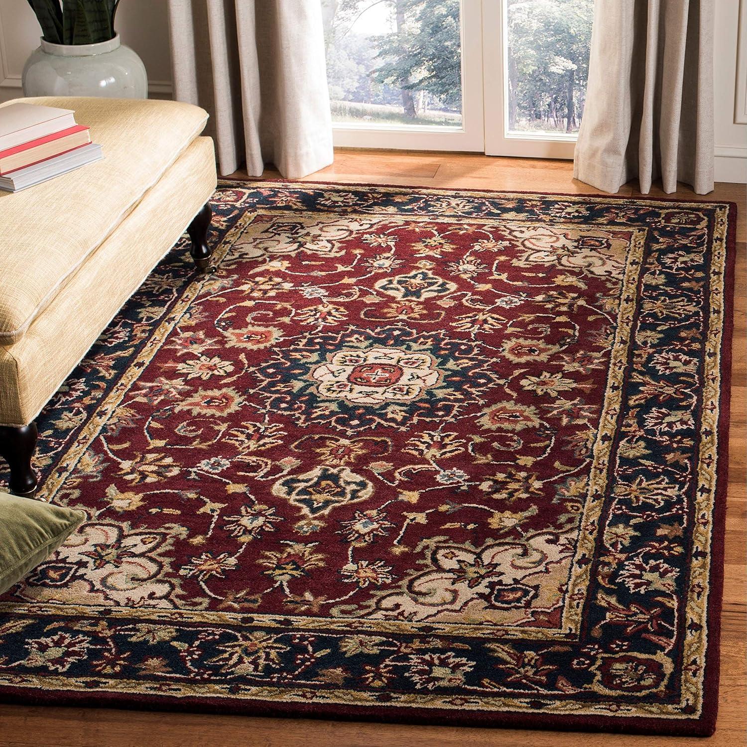 image:imageSAFAVIEH Classic Collection Area Rug 8 x 10 Burgundy amp Navy Handmade Traditional Oriental Wool Ideal for High Traffic Areas in Living Room Bedroom CL362ABurgundyNavy
