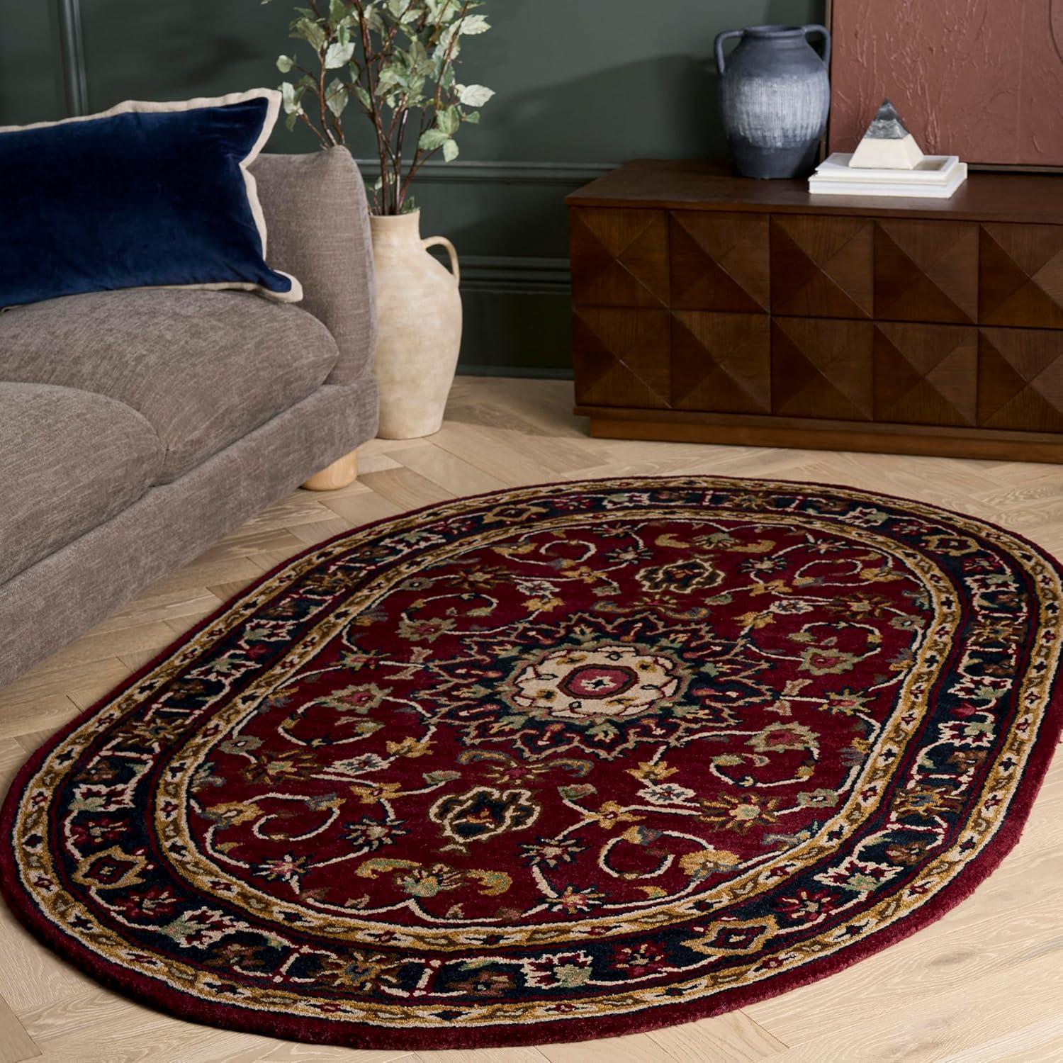 image:imageSAFAVIEH Classic Collection Area Rug 8 x 10 Burgundy amp Navy Handmade Traditional Oriental Wool Ideal for High Traffic Areas in Living Room Bedroom CL362ABurgundyNavy