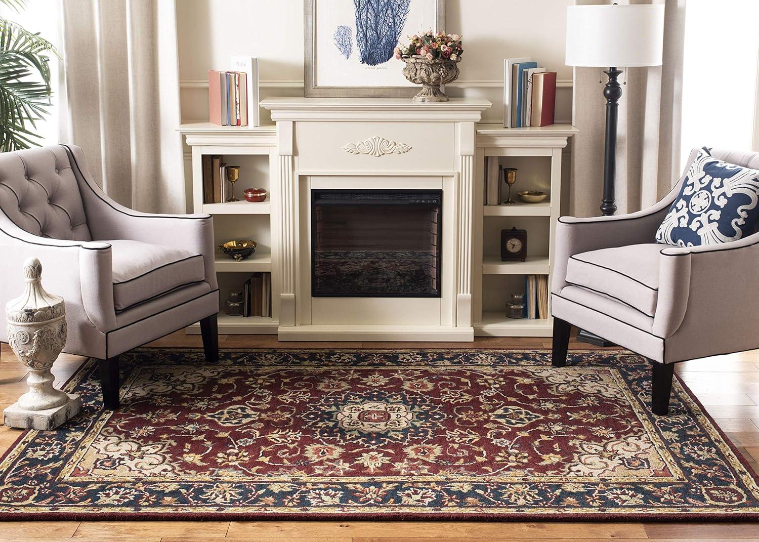 image:imageSAFAVIEH Classic Collection Area Rug 8 x 10 Burgundy amp Navy Handmade Traditional Oriental Wool Ideal for High Traffic Areas in Living Room Bedroom CL362ABurgundyNavy