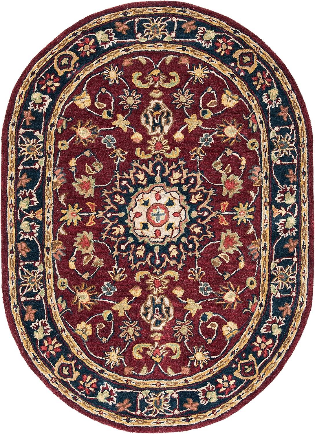 image:imageSAFAVIEH Classic Collection Area Rug 8 x 10 Burgundy amp Navy Handmade Traditional Oriental Wool Ideal for High Traffic Areas in Living Room Bedroom CL362ABurgundyNavy