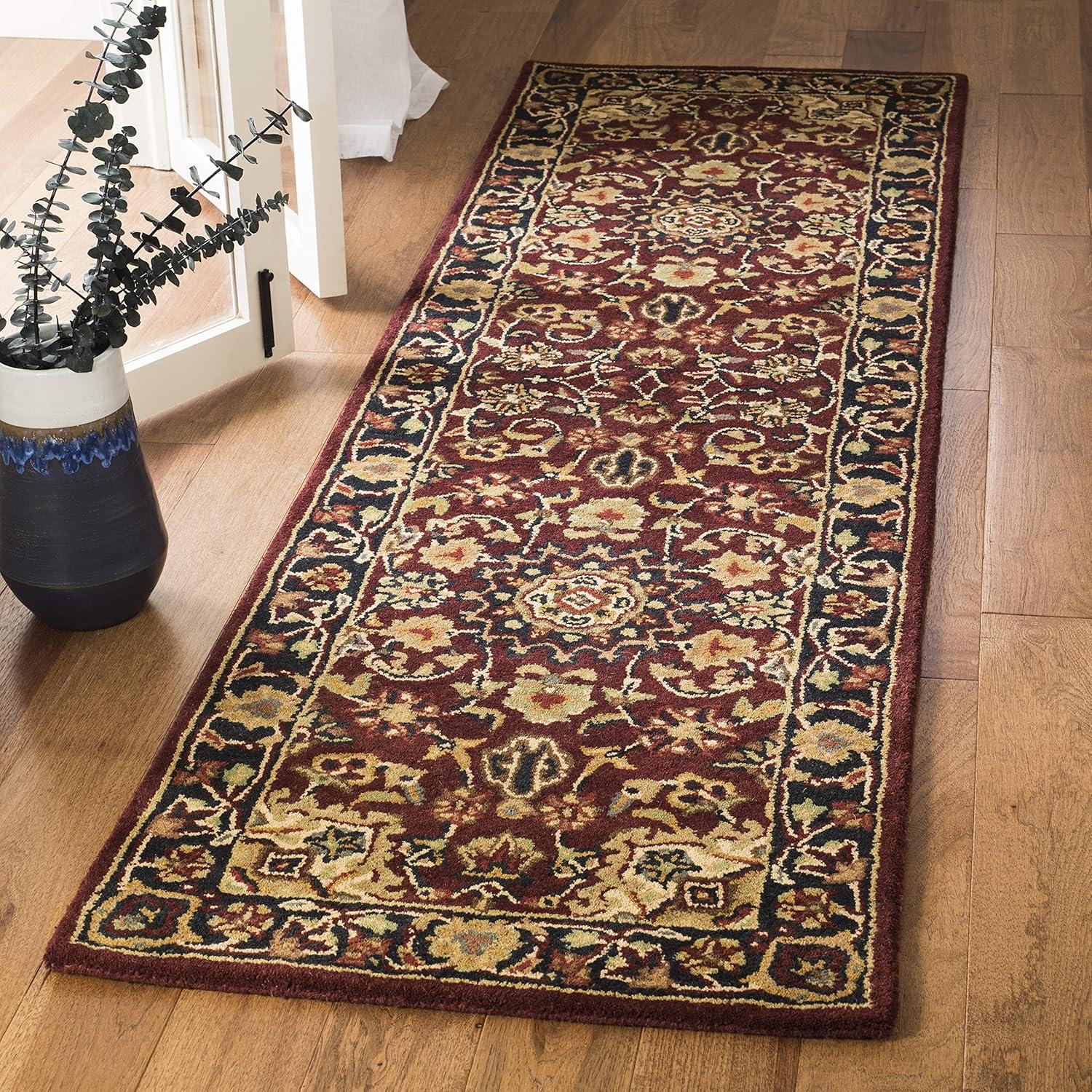 image:imageSAFAVIEH Classic Collection Area Rug 8 x 10 Burgundy amp Navy Handmade Traditional Oriental Wool Ideal for High Traffic Areas in Living Room Bedroom CL362ABurgundyNavy